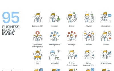 95 иконок деловых людей - набор серии ColorPop