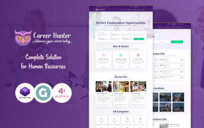 "CareerHunter - Complete Job Board WordPress Theme" - bootstrap WordPress шаблон №89681