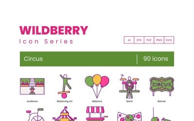 90 Circus Icons - Wildberry Series Set