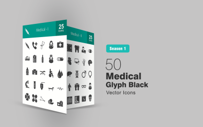 50 Conjunto de ícones de glifos médicos