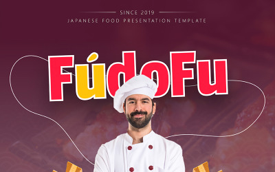 Fudofu创意动画食品和饮料的PowerPoint模板