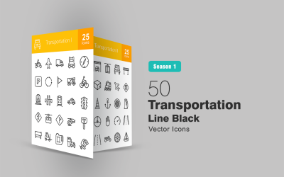 50 transport lijn Icon Set