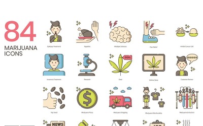 84 icone di marijuana - set serie nocciola
