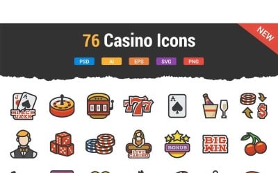 Conjunto de iconos de póquer de Texas Casino 76