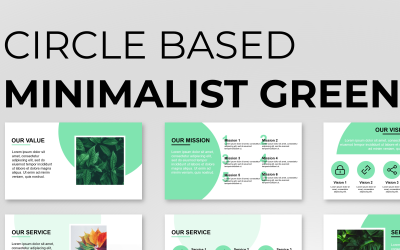 Circle Based Minimalist Green Presentation PowerPoint sablon 89837