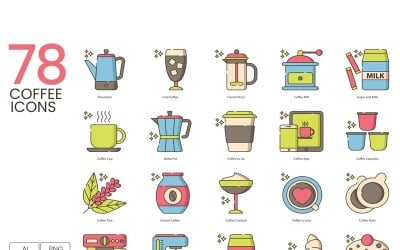 78 Coffee Icons - Hazel Series Set