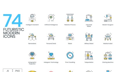 "74 Futuristic Icons - ColorPop Series" - Набір іконок №89867