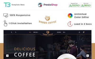 Hnědá káva - téma PrestaShop s kávou