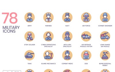 78 iconos militares - conjunto de serie Butterscotch