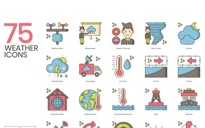 75 ikon pogody - zestaw serii Hazel