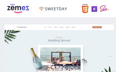 SweetDay - Modèle de site Web d&amp;#39;agence de lieu de mariage