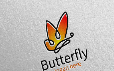 Modelo de logotipo de cores 13 da borboleta