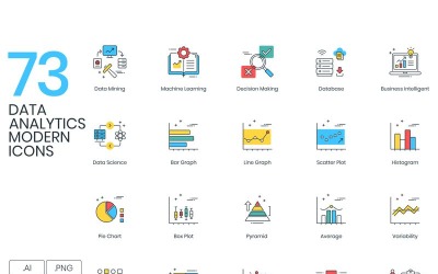 73 Data Analytics Icons - ColorPop Series Set