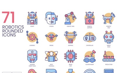Icon-Sammlungen Vorlage namens "71 Robotics Icons - Butterscotch Series" #89926