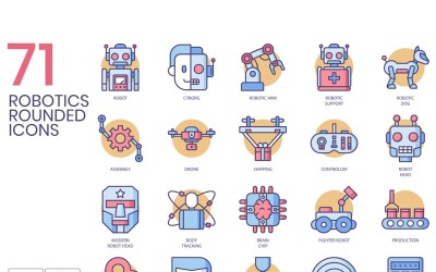 71 icônes de robotique - ensemble de série caramel