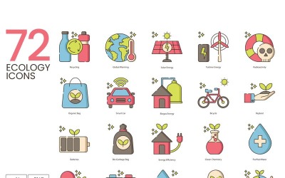 72 ikony ekologii - zestaw serii Hazel