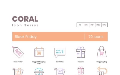 70 Black Friday Icons - Korallenserie-Set