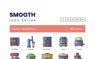 65 Haushaltsgeräte-Symbole - Smooth Series Set
