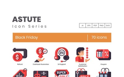 70 icone del Black Friday - Set di serie Astute