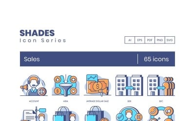 65 ikon sprzedaży - zestaw serii odcieni