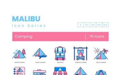 70 иконок для кемпинга - набор серии Малибу