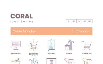 70 kiber hétfői ikon - Coral sorozat készlet