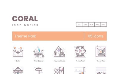 65 Tema Parkı Simgeleri - Mercan Serisi Set