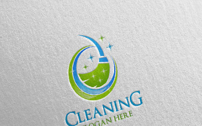 Schoonmaakservice met Eco-vriendelijke 11 logo-sjabloon