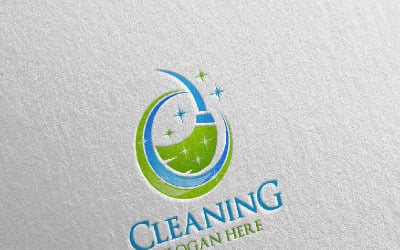 Serviço de limpeza com modelo de logotipo ecológico 11
