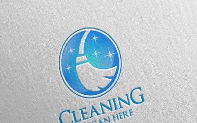 Çevre Dostu 12 Logo Şablonu ile Temizlik Hizmeti