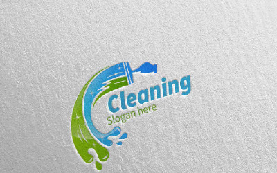 Schoonmaakservice met Eco-vriendelijke 9 logo-sjabloon