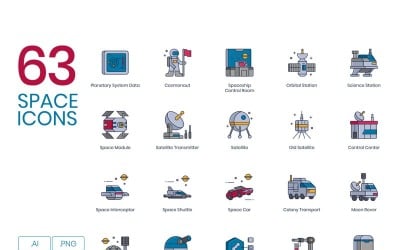 63 Rymdikoner - 3D-serieuppsättning