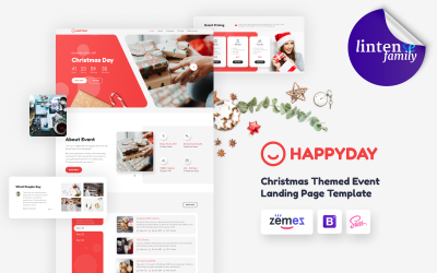 Template di Landing Page Responsive #90115 "HappyDay - Christmas Themed Event"