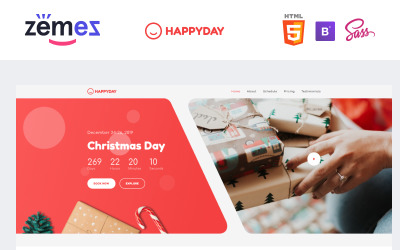 Template di Landing Page Responsive #90115 "HappyDay - Christmas Themed Event"