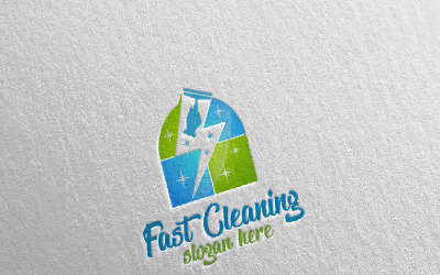 Serviço de limpeza com modelo de logotipo ecológico 15