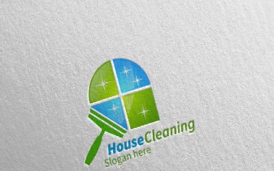 Serviço de limpeza com modelo de logotipo ecológico 16