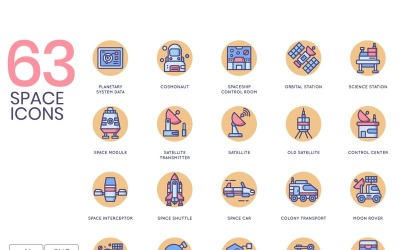 Icon-Sammlungen Vorlage namens "63 Space Icons - Butterscotch Series" #90206