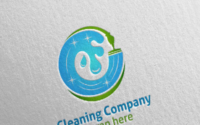 Usługa sprzątania z ekologicznym szablonem logo 20
