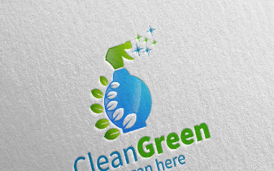 Usługa sprzątania z przyjaznym dla środowiska 22 szablonem logo
