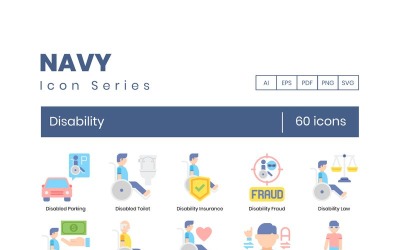 60 Disability Icons - Navy Series Set