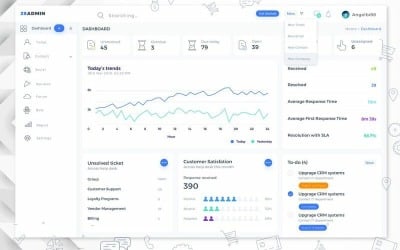 Éléments de l&amp;#39;interface utilisateur de gestion de la relation client du tableau de bord d&amp;#39;administration