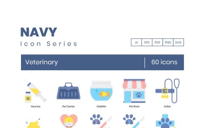 60 veterinaire pictogrammen - marinereeksreeks