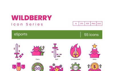 55 eSports-ikoner - Wildberry-serieuppsättning