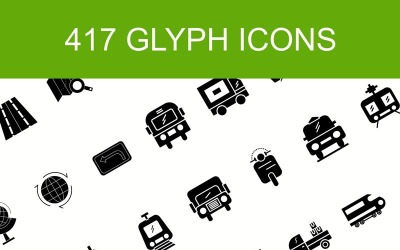 417 Glifo em 12 categorias diferentes Conjunto de ícones