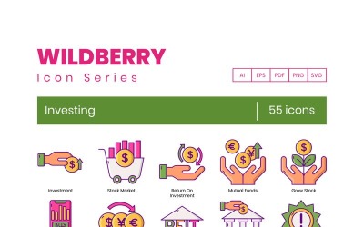 55 investeringsikoner - Wildberry-serieuppsättning
