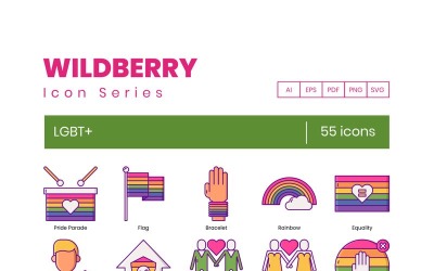 55 LGBT + -pictogrammen - set Wildberry-serie