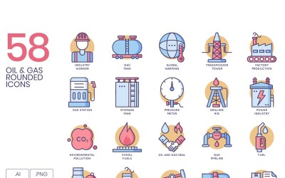 58 Oil _ Gas Icons - набор серии Butterscotch