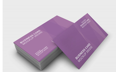 Stack of Business cards with a Leaning card Product Mockup 90440