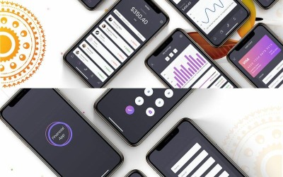Zestaw mobilny UI aplikacji finansowej - H.