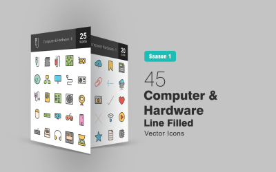 45 Computer- und Hardware-Symbolsatz